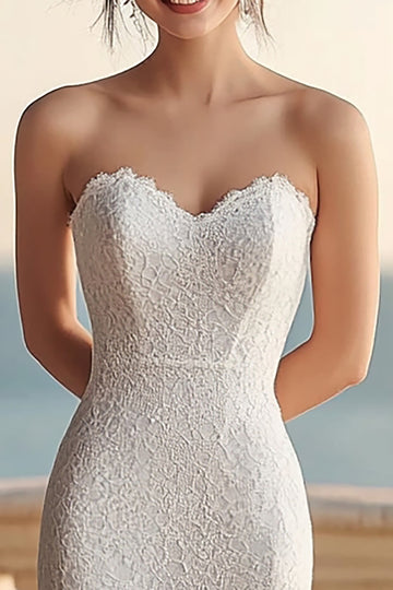 Strapless Ivory Sheath Long Graduation Dress
